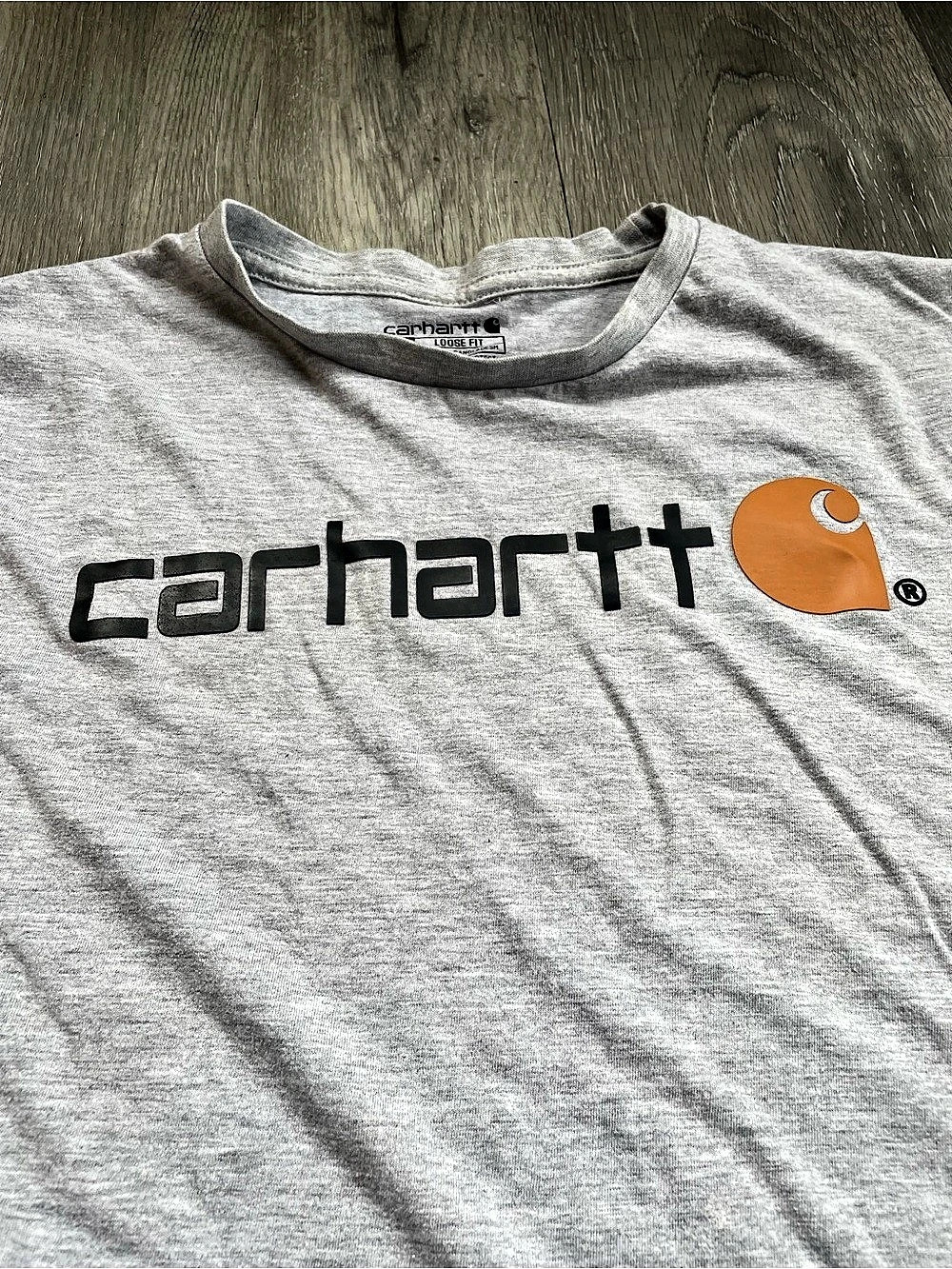 Carhartt Dearborn Loose Fit Heavyweight Logo T-Shirt Gray Small - Picture 2 of 7